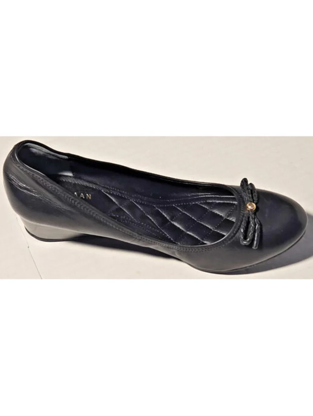 Cole Haan Tali Grand Bow Wedge Pumps Womens SIZE Black Leather Grand OS